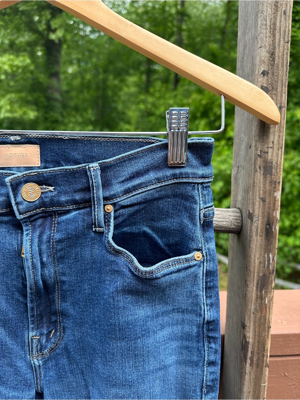 MOTHER Light and Dark Blue Two-Tone Denim Jeans - the Runaway - Picture 2 of 8
